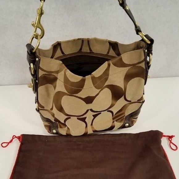 COACH Vintage Signature Canvas Carly Hobo Bag Shoulder Purse #K10619 - Picture 13 of 13